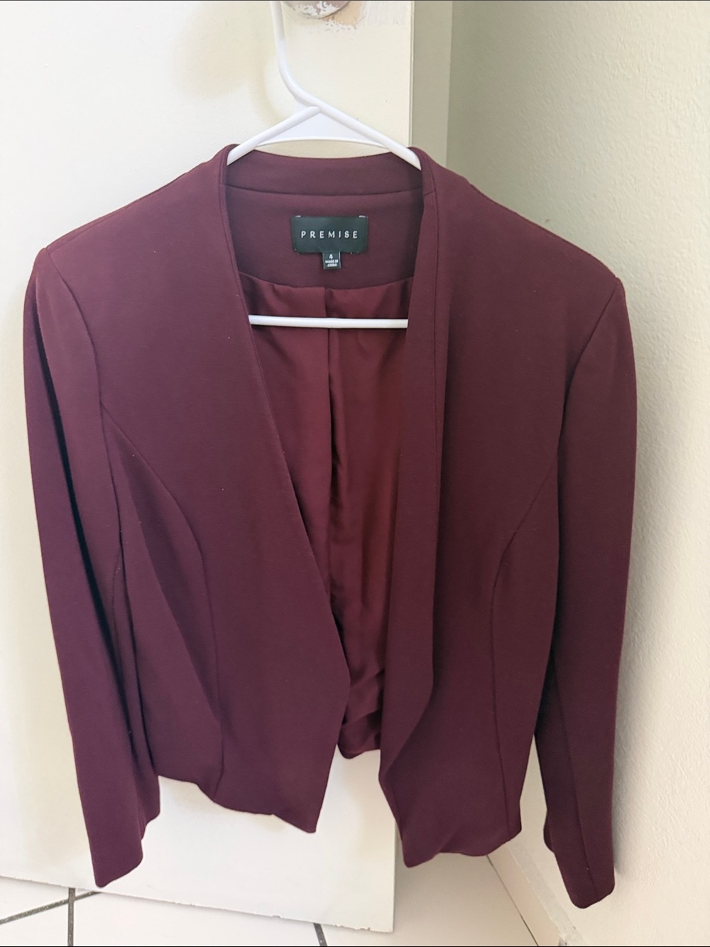 Premise Women's Deep Wine Open-Front Blazer